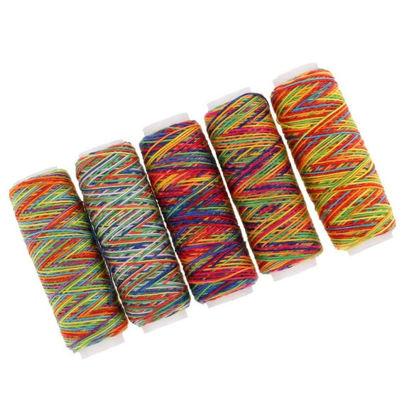 Yunhgft 5Pcs Sewing Threads Rainbow Polyster Spools Hand Sewing Thread Embroidery Spool