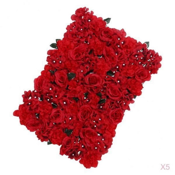 Yunhgft 5pcs Artificial Flower Wall Panels Wedding Party Decor Photo Prop 60 x 40cm