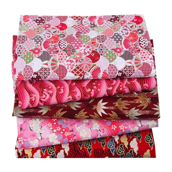 Yunhgft 5pcs / Pack Japanese Gold Stamping Cotton Patchwork Leaves Fabrics Sewing Fabric Type 4