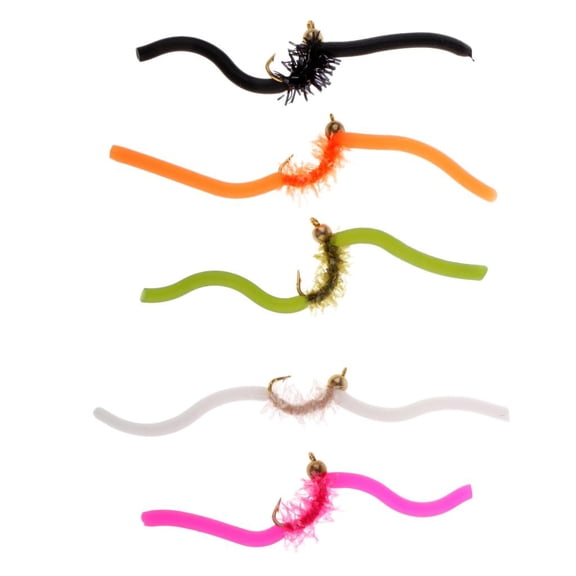 Yunhgft 5pcs San Juan Squirmy Wormy Trout Worm Fly Assortment Fishing Flies Pack 1