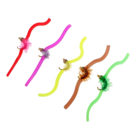 Yunhgft 5pcs San Trout Worm Fly Assortment Fishing Flies Pack 2