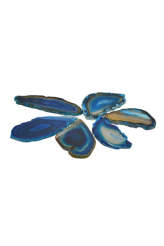 6Pc Beautiful Irregular Geode Agate Slices Pendant For Jewelry Making Charms. navyblue