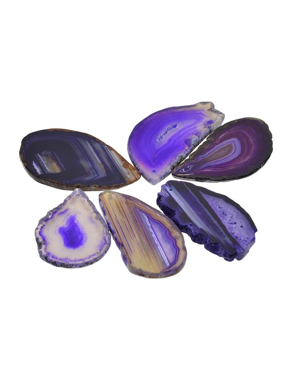6Pc Beautiful Irregular Geode Agate Slices Pendant for Jewelry purple