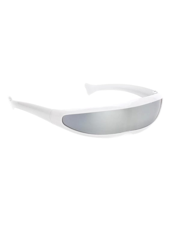 80s Futuristic Shield Sunglasses Party Mirrored Lens Visor Glasses Eyewear A 4