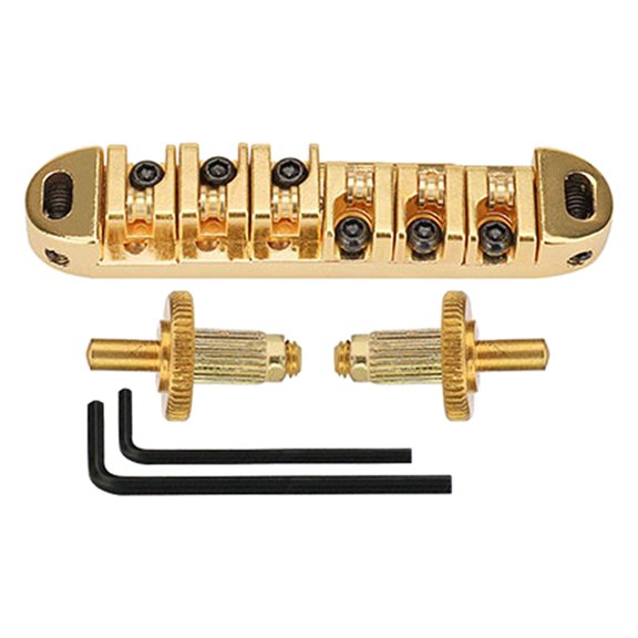 Yunhgft Adjustable Guitar Roller Saddle Bridge Kits Locking Bridge Electric Guitar Parts gold