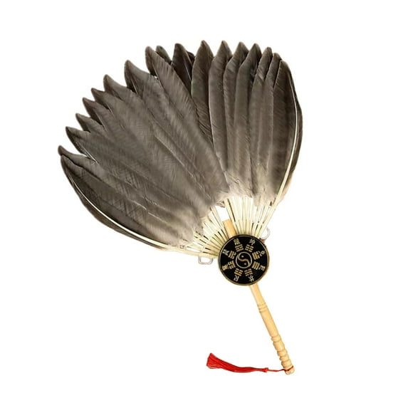 Yunhgft Ancient Chinese Zhuge Liang Feather Fan Feather Handheld Fan Decorative Portable Style F