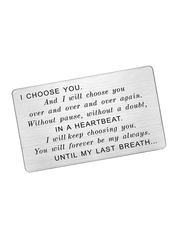 Anniversary Gift Card, Engraved Wallet Insert Card Wallet Love Note Metal Wallet Style C