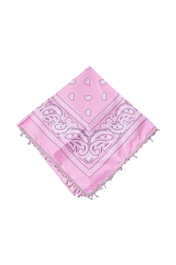 Bandana Scarf Headwrap Novelty Balaclava Cowboy Head Wraps Disco Fringed Bandana Pink