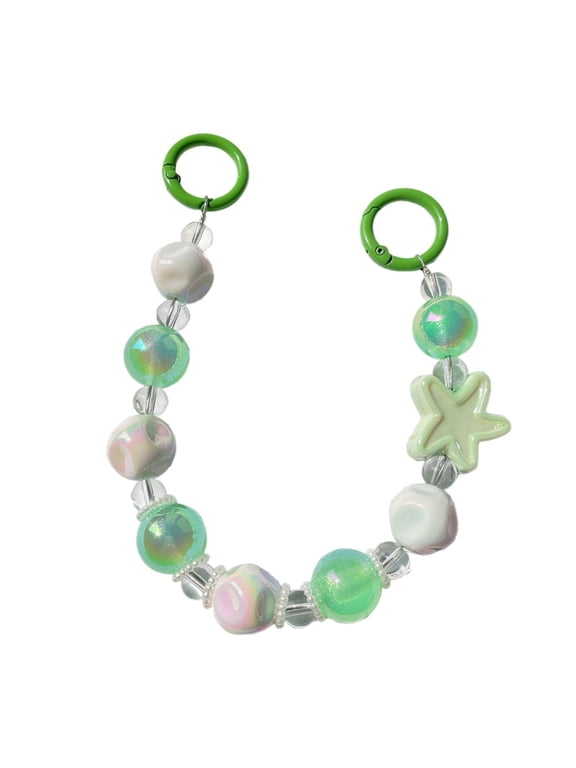 Beaded Keychain Car Keyring Key Holder Unique Gift DIY Key Chain Bracelet Bangle Green