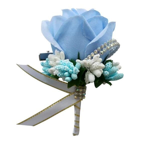 Yunhgft Boutonniere Handmade Silk Corsage for Bridegroom Bridal Party Grab - 6 to choose Lake Blue