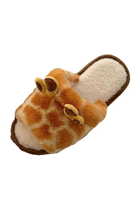 Cartoon Giraffe Slippers Anti Slip House Shoes Women's Plush Slippers for Living 40 to 41