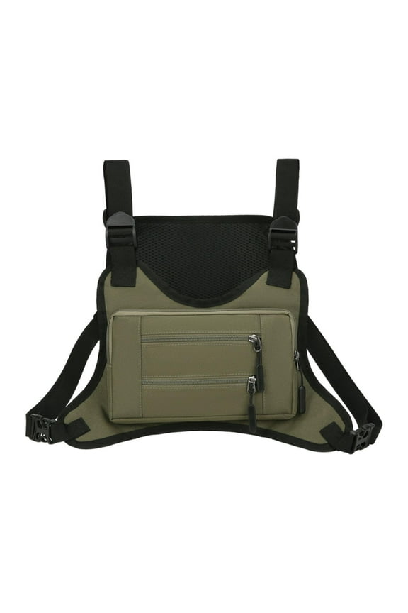 Chest Rig Bag Chest Bag Pouch Multiple Pockets Harness Running Vest Phone Holder Green