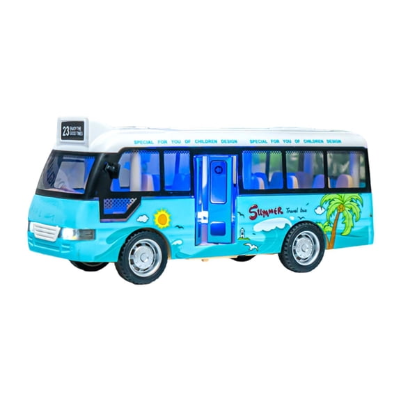 Yunhgft Children's City Bus Model with Sound And Light Features, Inertia Vehicle for Fun blue