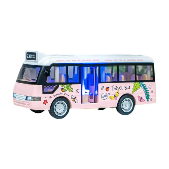Yunhgft Children's City Bus Model with Sound And Light Features, Inertia Vehicle for Fun pink