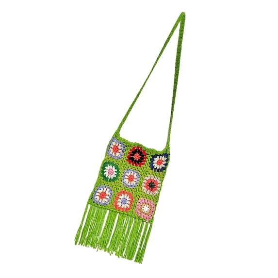 Yunhgft Crochet shoulder bag handbag Boho Boho Bag wrapped by hand casual for the summer Green