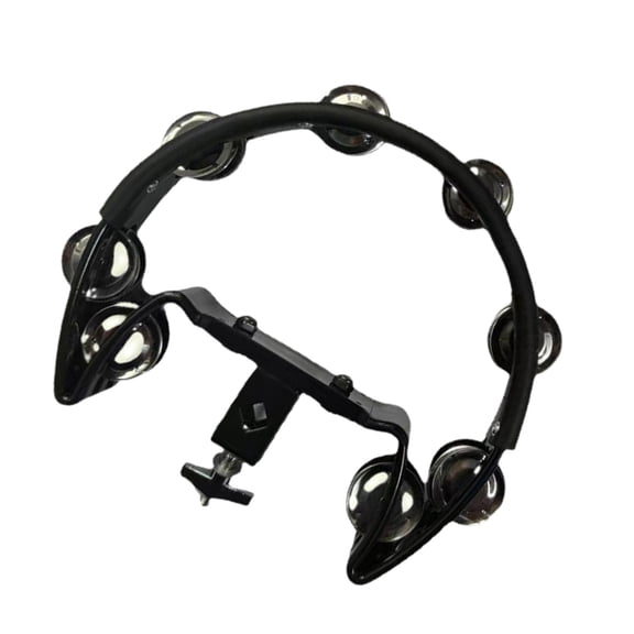 Yunhgft Cymbal Hi Hat Tambourine Stainless Steel Shaker Stainless Steel Hand Bell Rattle black