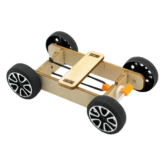 Yunhgft DIY Car Model Kits Physics Science Building Puzzles Rubber Band Car Assemble for 10.5cmx6.5cmx3cm