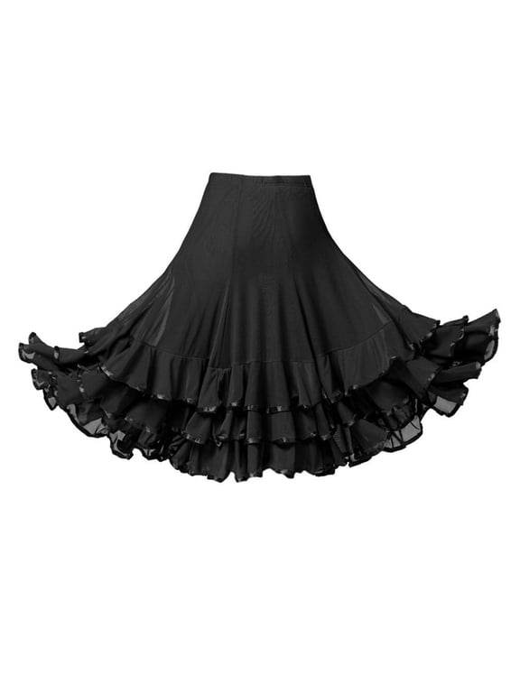 Dancing Skirt, Dance Costume Tango Flamenco Dress Maxi Skirt Dance Skirt Dance C Black
