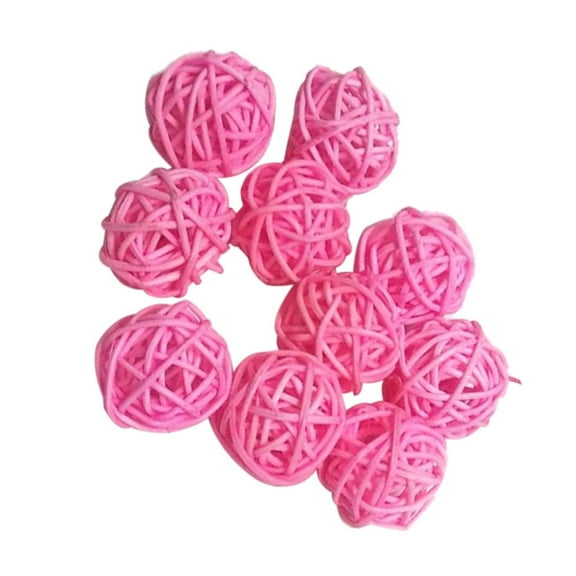 Yunhgft Decorative Natural Woven Twig Rattan Ball Apply Bag, Vase Filler, Wedding, Party pink