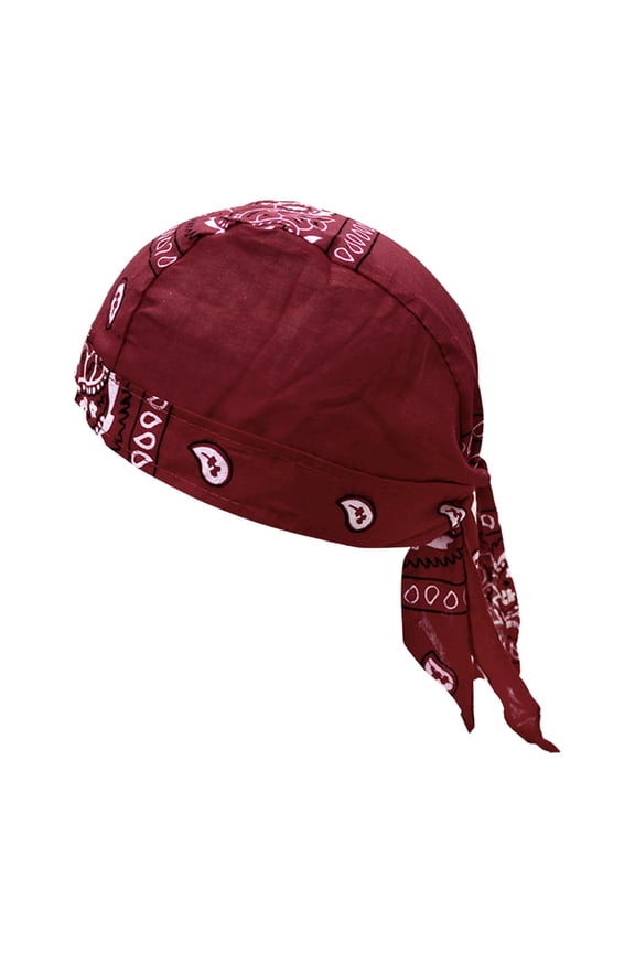Do Rag Bandana Headband Head Wrap Beanie Headwear Tie Back Sweat Wicking Hat for Red