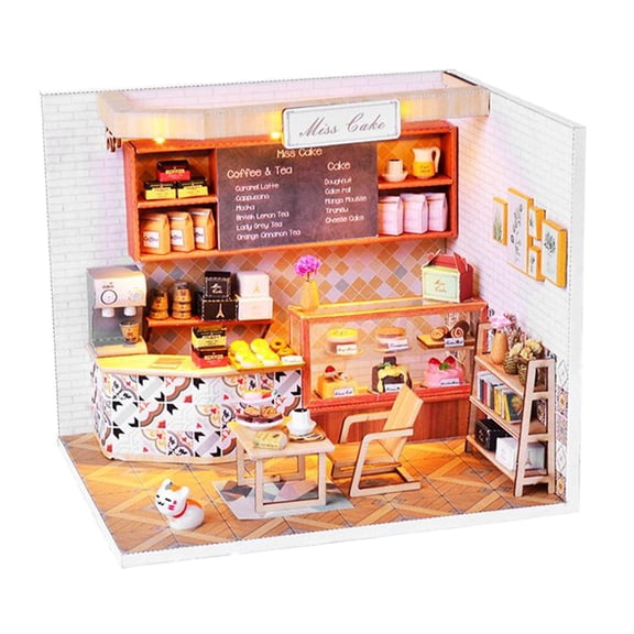 Yunhgft Dollhouse Miniature with Furniture DIY, Wooden Dollhouse Kit, DIY Dollhouse Kit,