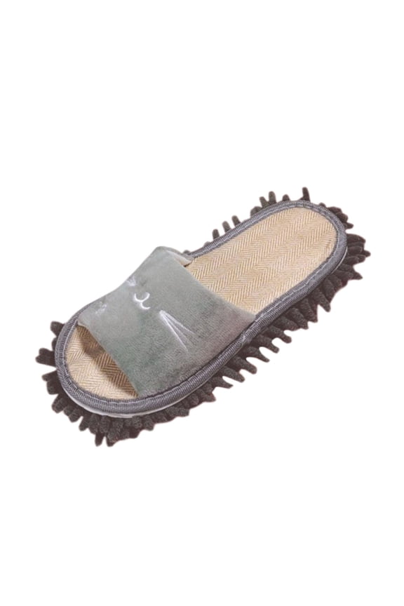 Dust Mop Slippers Warm Washable House Dusting Slippers Detachable Floor Cleaning Gray