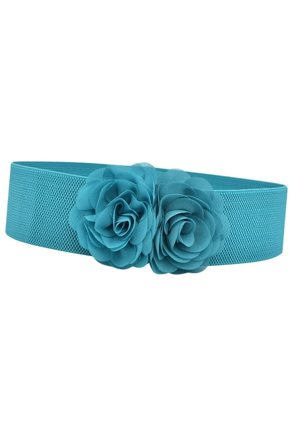 Elastic Waist Belt Chunky Women Wide Belt for Blouse Coat Maxi Shirts Decoration Blue
