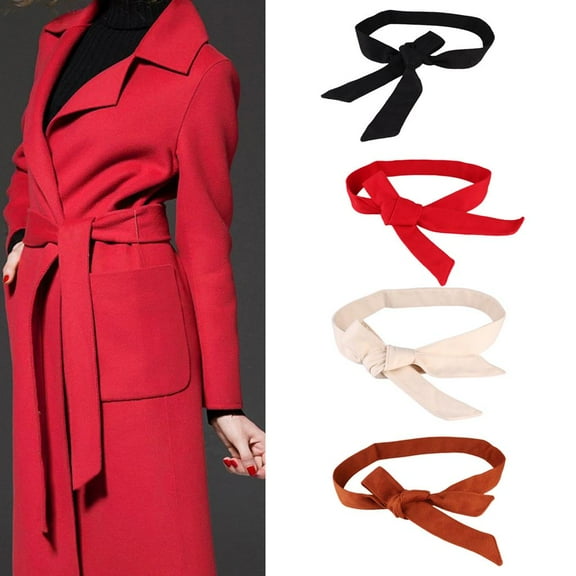 Yunhgft Fabric Waist Belt Tie Wrap black for Women's Winter Overcoat Accessories 172cm