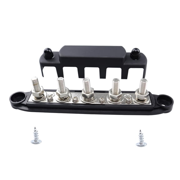 Yunhgft Generic Bus Bar Professional 5 Post 48V 300A with Cover Power Distribution Block Black M8