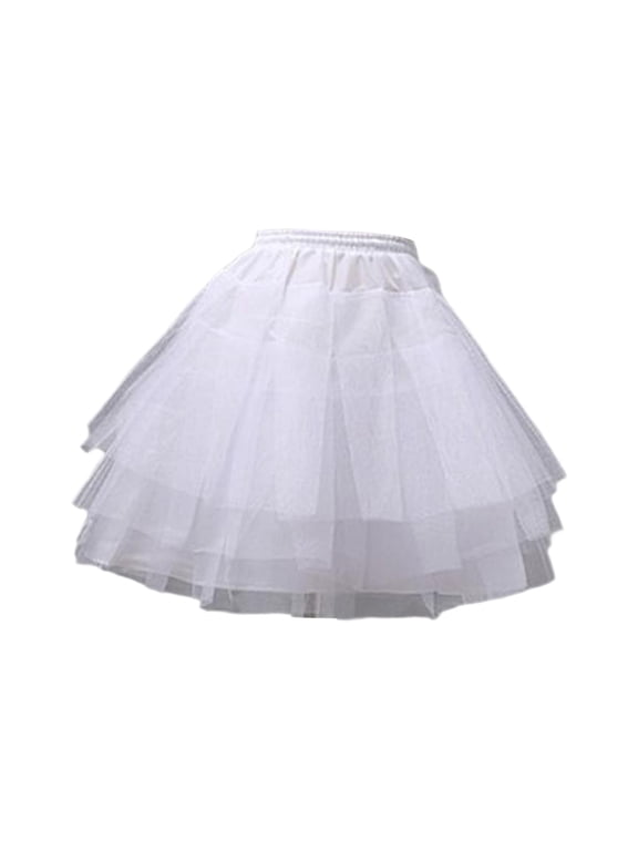 Hoopless Petticoat Skirt Crinoline Underskirt Flower Girls Petticoat for Cosplay white