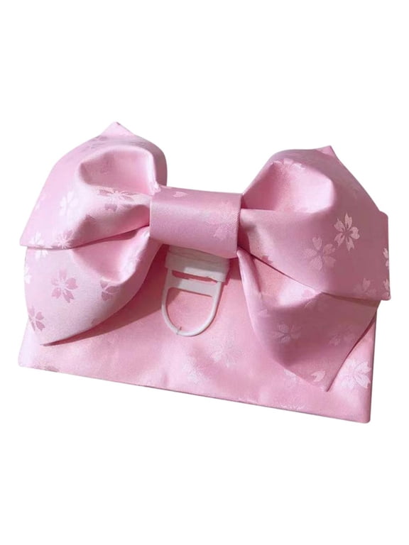 Kimono Obi Jacquard Pre-Tied Bow Waist Strap Cummerbund - Pink