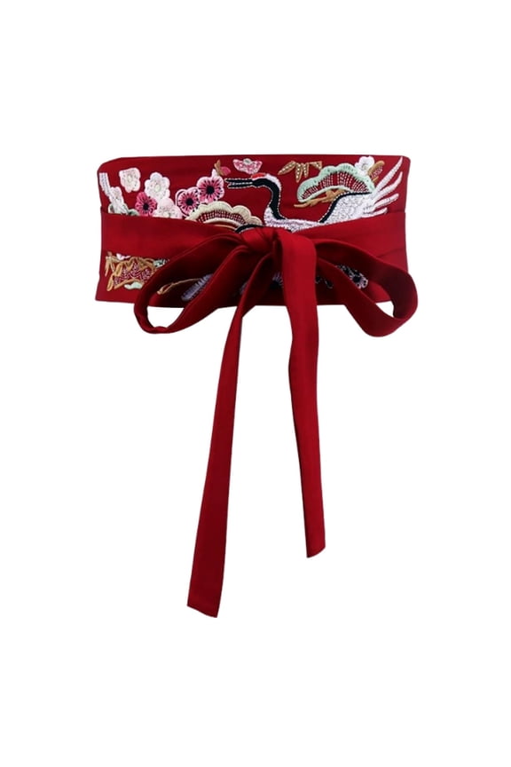 Kimono Robe Obi Belt Elegant Fashion Easy to Tie Accessories for Weddings Ladies Red