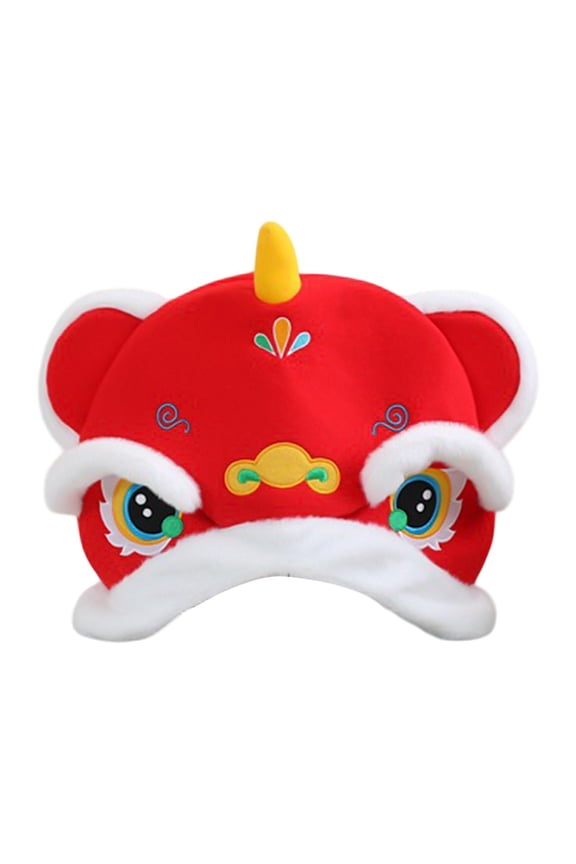 Lion Dance Headgear Fancy Dress Chinese Funny Cosplay Stuffed Toy Soft Plush Hat