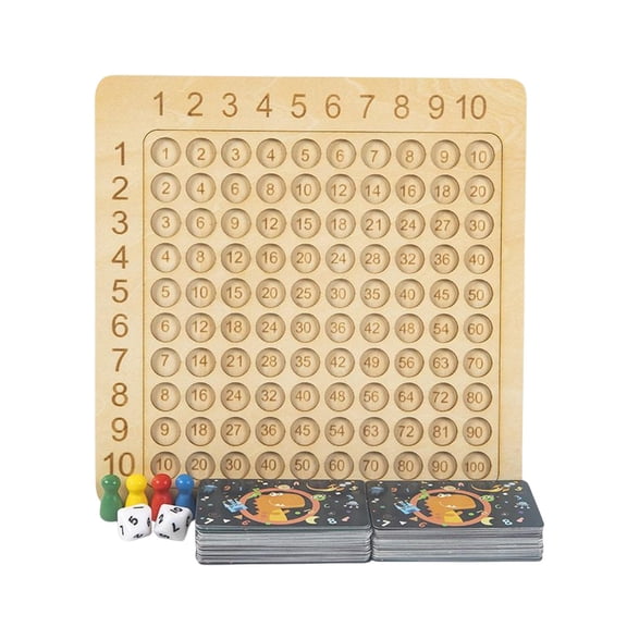 Yunhgft Math 9x9 Multiplication Table Educational Wooden Times Table Tray Board Toddlers