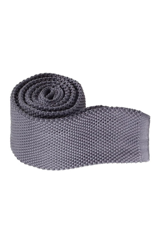 Men Plain Knit Knitted Tie Woven Tie Necktie Solid Skinny Slim Business Grey Dark Gray