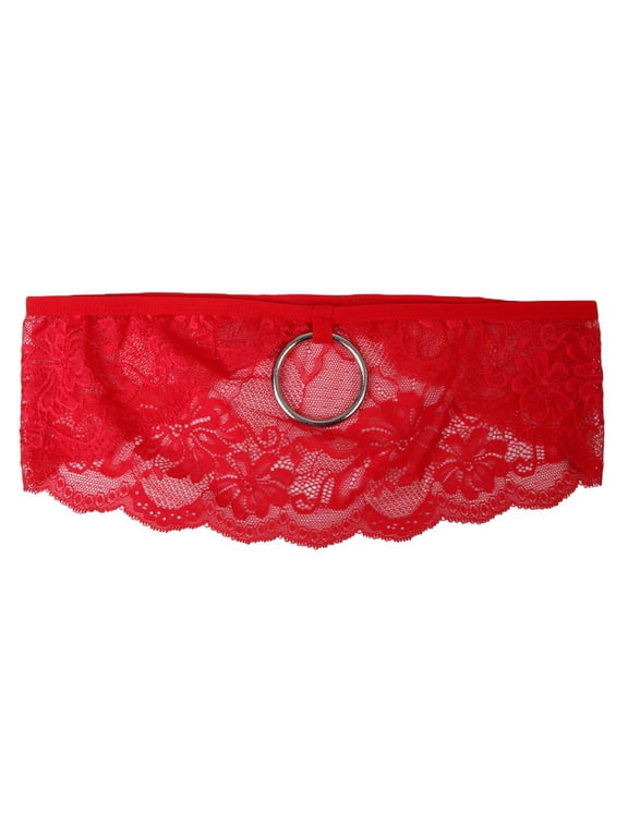 Men T-Back Underwear Low-Rise Man Bikini G-String Thong Slip Wrap Red