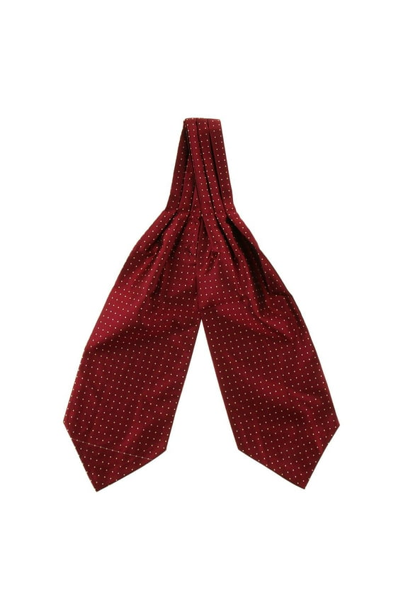Men's Polka Dots Satin Cravat Ties Jacquard Woven Formal Self Ascot - Red, as