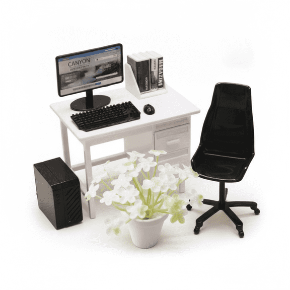 Yunhgft Miniature Dollhouse Accessories, Desktop Computer Simulation Set, Realistic Tiny