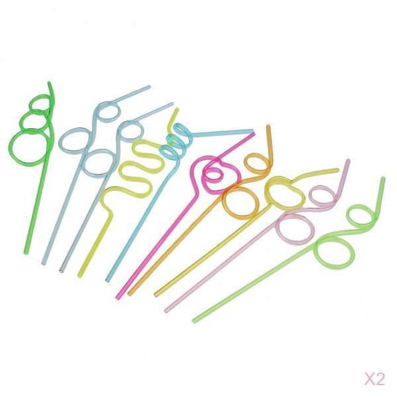 Yunhgft Pack Of 20pcs Crazy Curly Drinking Straw Summer Beach Party Decor Bag Filler