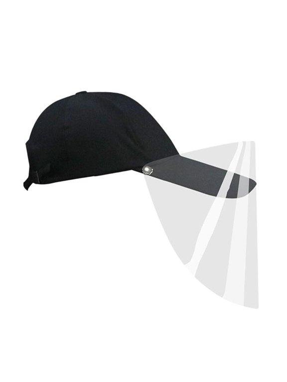 Protective Baseball Cap Face Cover Hat With Shield Transparent Cover Peaked Hat Hat With Plastic Face Cover Cotton PET Dual Use Removable Shield suitable for daily use outdoor work Black