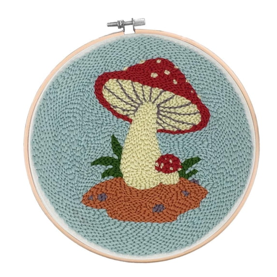 Yunhgft Punch Embroidery Starter Kit with Punch Embroidery Pen DIY Needlework - Mushroom