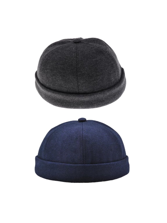 Set of 2 Men Women Rolled Oriental Sailor Worker Cap Skull Beanie Dance Hats