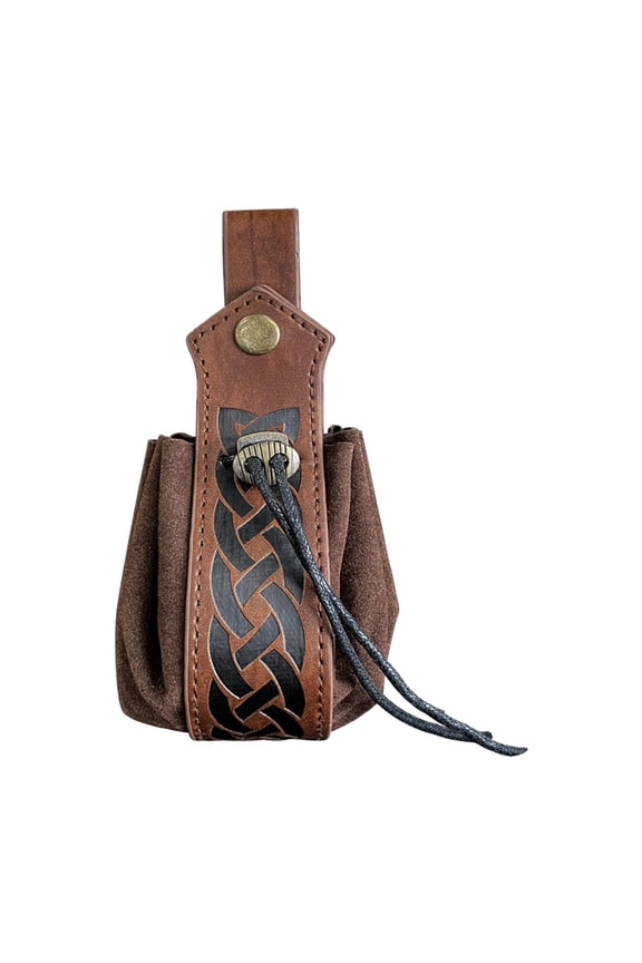 Small Waist Belt Pouch Drawstring Steampunk Waist Pouch Resistant Retro Cosplay Brown
