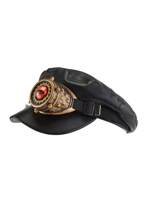 Steam Punk Hat Unisex Gothic Studded Cap Headgear PU Leather Cabbie Cap for Punk