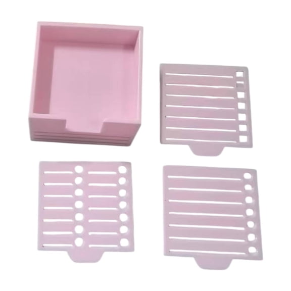 Yunhgft Sticky Note Holder with Stencil Business Card Holder Office Stationery Supplies Pink