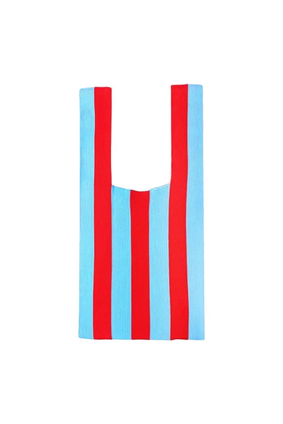 Stripe Pattern Lady Shoulder Bag Hand Bag Women Totes Red Light Blue Red Light Blue strip
