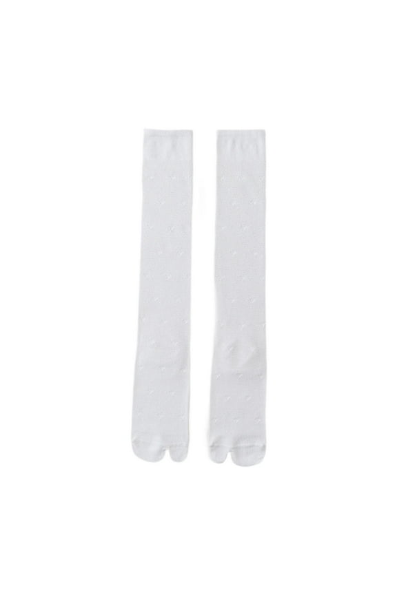 Summer Tabi Split Toe Socks Breathable Extended Calf Socks for Women Comfortable White