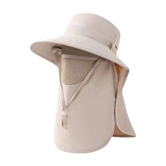 Yunhgft Sun Hat Breathable with Face Cover for Men Women Wide Brim Hat for Beach Outdoor Khaki