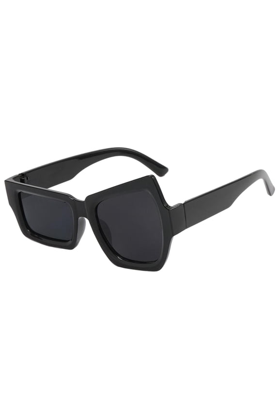 Sunglasses, UV , Retro Asymmetric Unisex Novelty Eyewear, Funny Glasses for Men Black