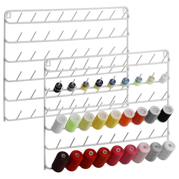 Yunhgft Thread Holder Wall Mount Metal Sewing Thread Organizer Rack Embroidery Thread Holder Thread Spool Holder Rack for Quilting Braiding Hair with Hanging Tools